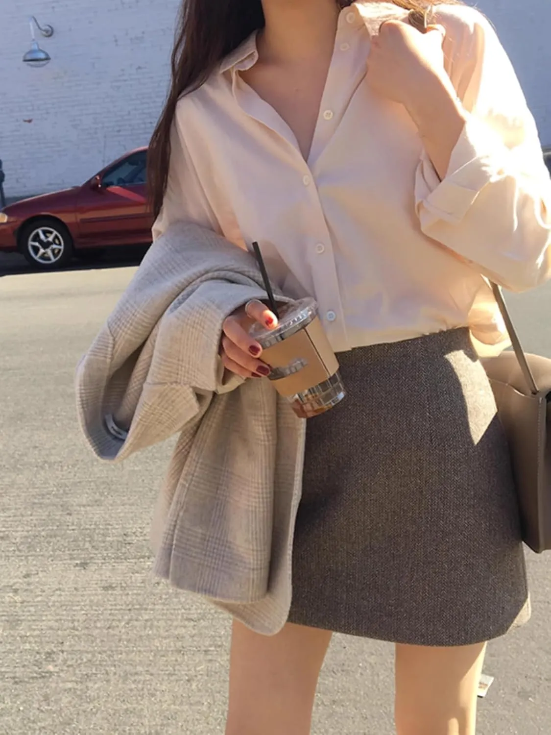 Half Skirt Fall Female Korean Version Short High-Waisted Skirt