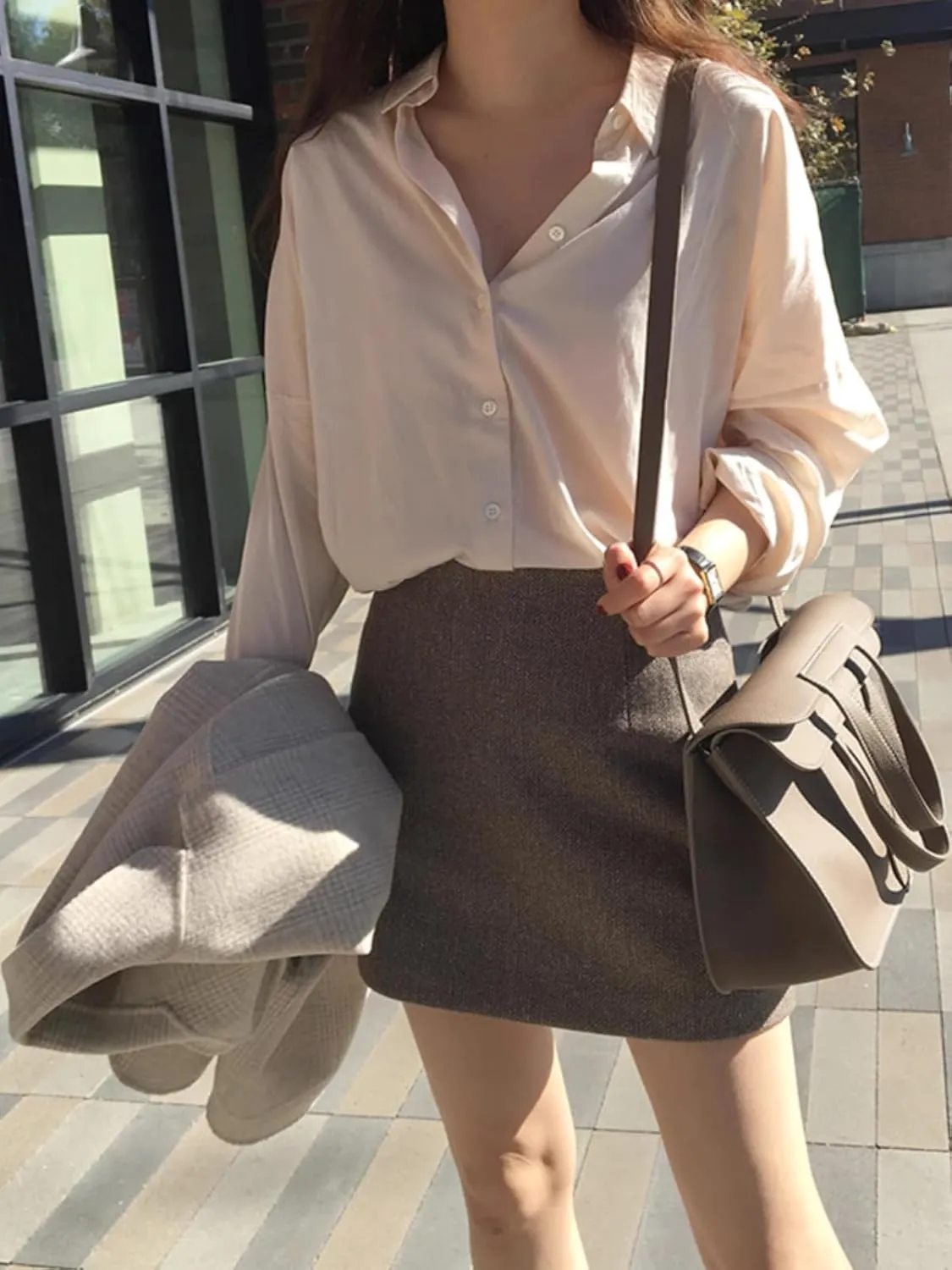 Half Skirt Fall Female Korean Version Short High-Waisted Skirt