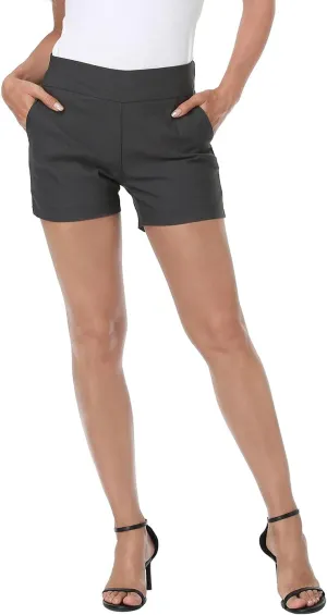 HDE Chino Shorts for Women 4" Inseam Elastic High Waisted Casual Summer Shorts