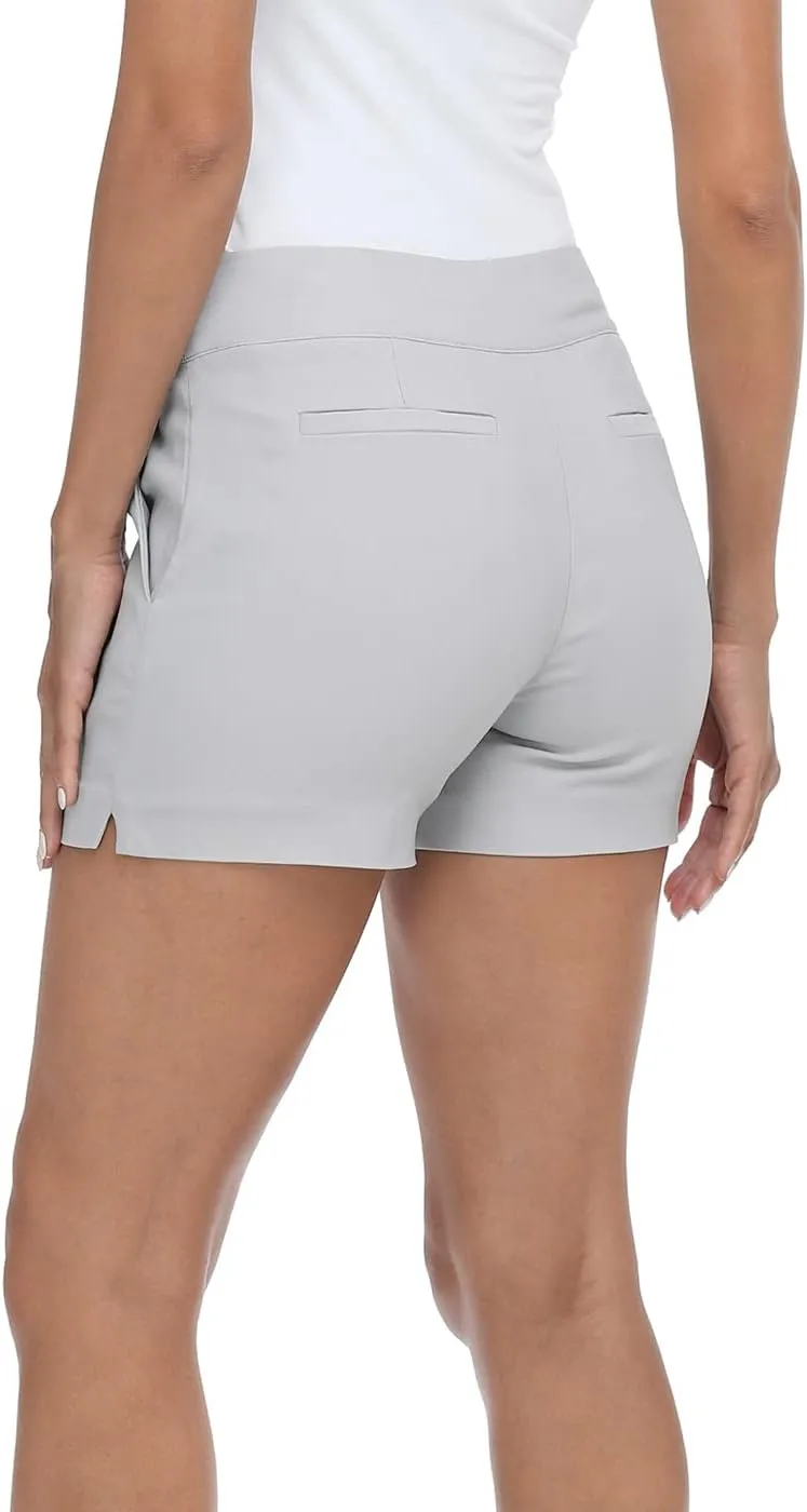 HDE Chino Shorts for Women 4" Inseam Elastic High Waisted Casual Summer Shorts