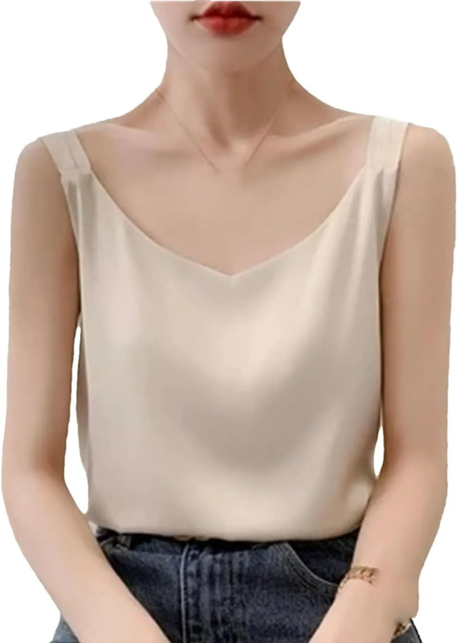 Hgvcfcv Silk Tanks Top Women Summer Clothes For Women Silk Bottoming Shirt Tank Top V-Neck Camisole Womens Tank Tops