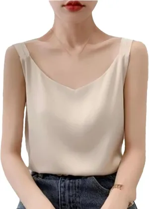 Hgvcfcv Silk Tanks Top Women Summer Clothes For Women Silk Bottoming Shirt Tank Top V-Neck Camisole Womens Tank Tops