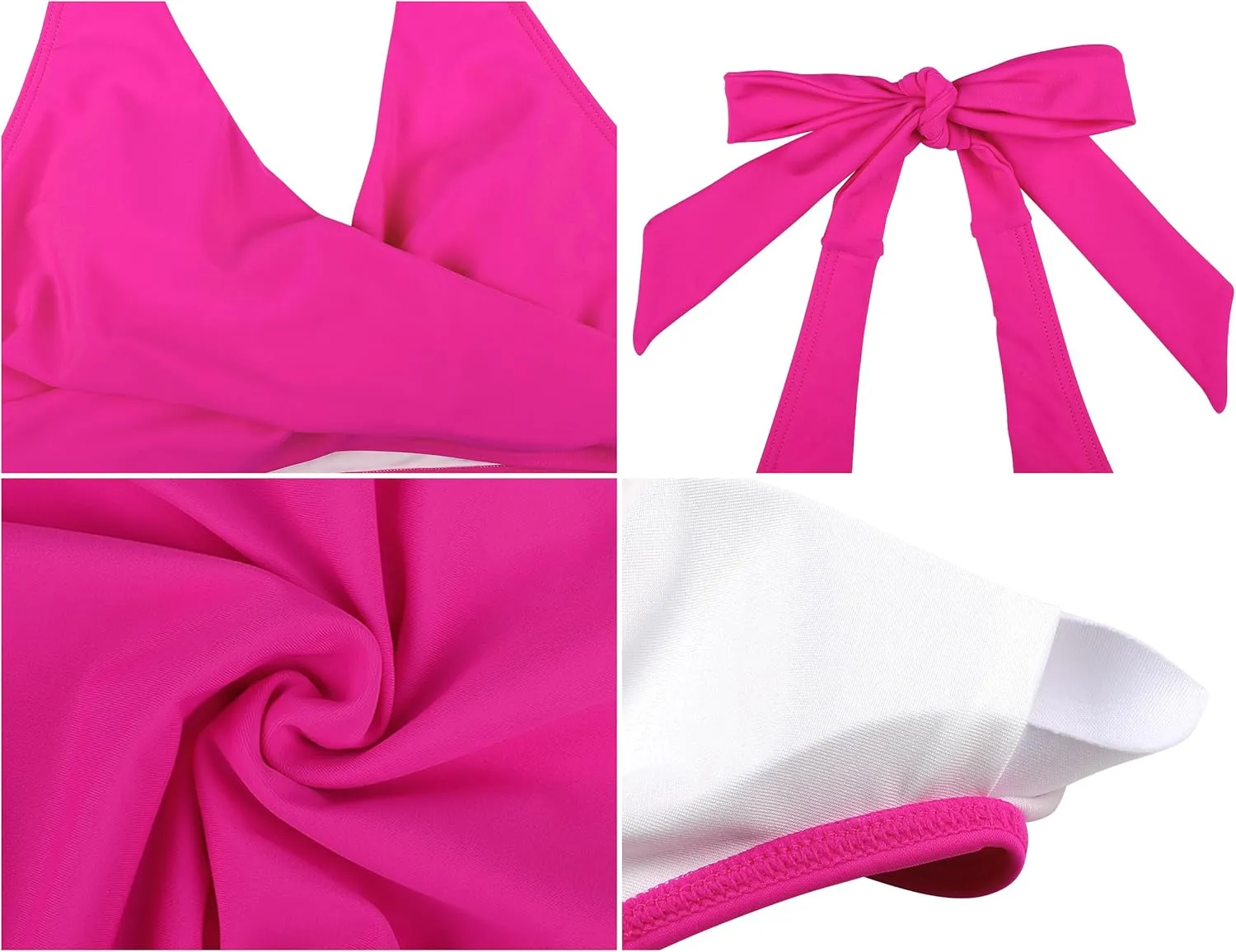Hilor Women's Underwire Bikini Tops Halter V Neck Bathing Suit Top Swimsuit Push Up Twist Front Swim Top Only
