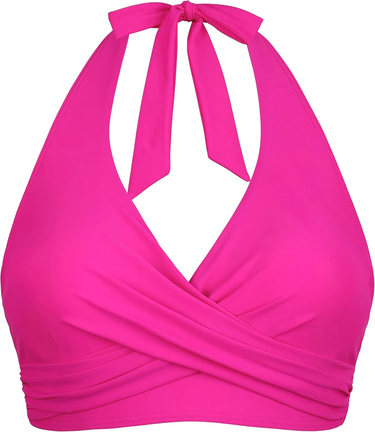 Hilor Women's Underwire Bikini Tops Halter V Neck Bathing Suit Top Swimsuit Push Up Twist Front Swim Top Only