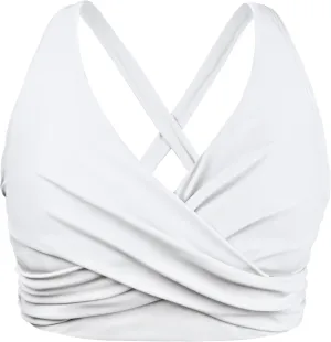 Hilor Women's Underwire Bikini Tops Push Up Criss Cross Swim Top Swimsuit Sexy V Neck Bikini Bathing Suit Top Only