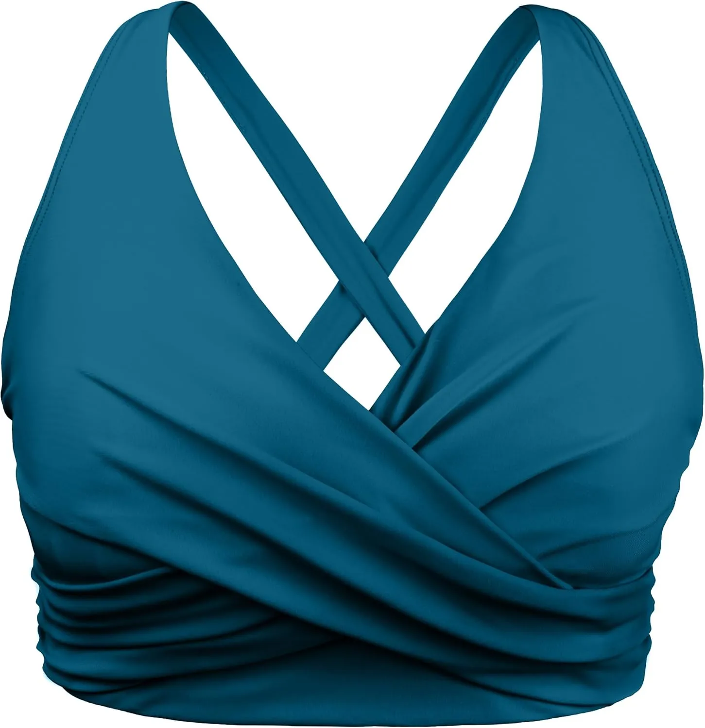 Hilor Women's Underwire Bikini Tops Push Up Criss Cross Swim Top Swimsuit Sexy V Neck Bikini Bathing Suit Top Only