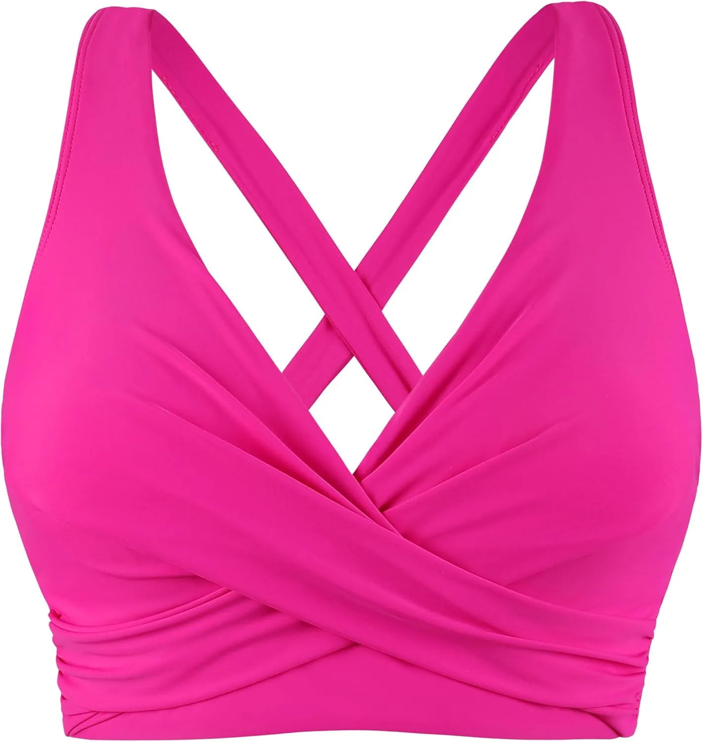 Hilor Women's Underwire Bikini Tops Push Up Criss Cross Swim Top Swimsuit Sexy V Neck Bikini Bathing Suit Top Only