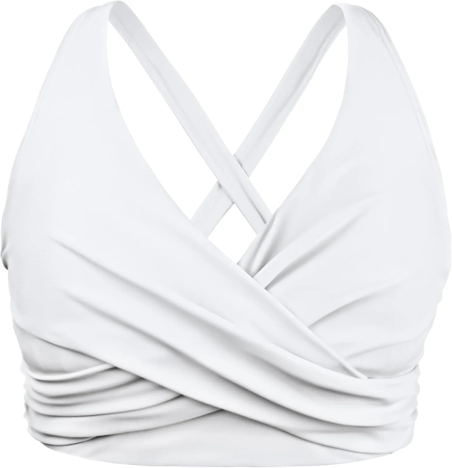 Hilor Women's Underwire Bikini Tops Push Up Criss Cross Swim Top Swimsuit Sexy V Neck Bikini Bathing Suit Top Only