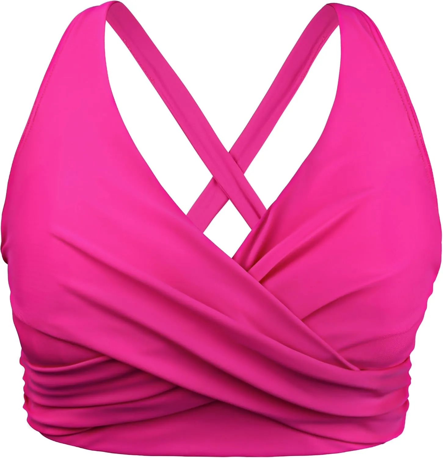 Hilor Women's Underwire Bikini Tops Push Up Criss Cross Swim Top Swimsuit Sexy V Neck Bikini Bathing Suit Top Only