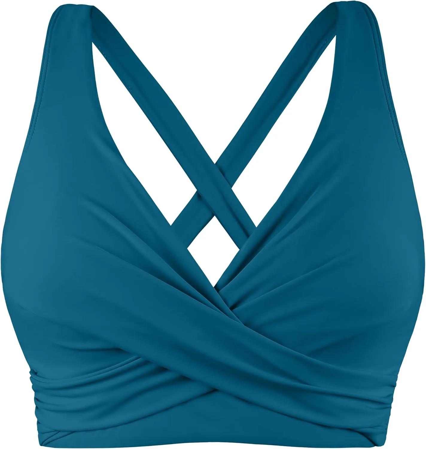 Hilor Women's Underwire Bikini Tops Push Up Criss Cross Swim Top Swimsuit Sexy V Neck Bikini Bathing Suit Top Only