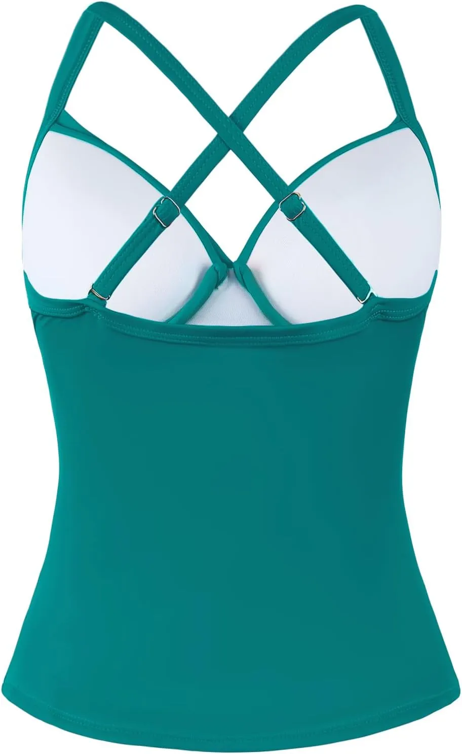 Hilor Women's Underwire Tankini Top Swimwear Twist V Neck Swimsuits for Big Busted Tummy Control Bathing Suits Top Only