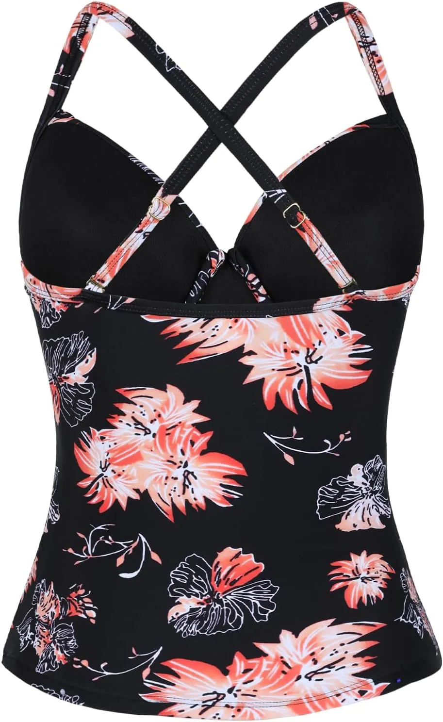 Hilor Women's Underwire Tankini Top Swimwear Twist V Neck Swimsuits for Big Busted Tummy Control Bathing Suits Top Only