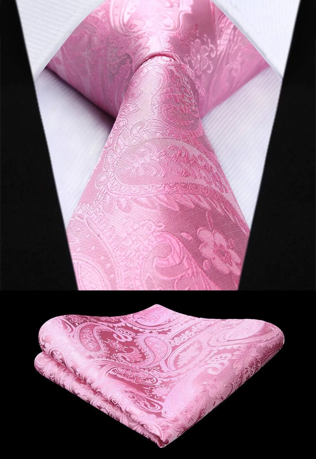 HISDERN Men's Vest Tie Set Paisley Floral Jacquard Necktie Pocket Square 3PCS Waistcoat for Suit or Tuxedo Wedding Party