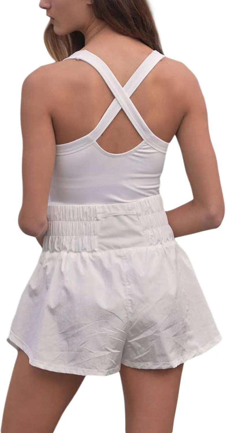 Honganda Women's Workout Athletic Romper Sleeveless Jumpsuit Tennis Dress Skorts Running Exercise Gym Yoga Golf Dress