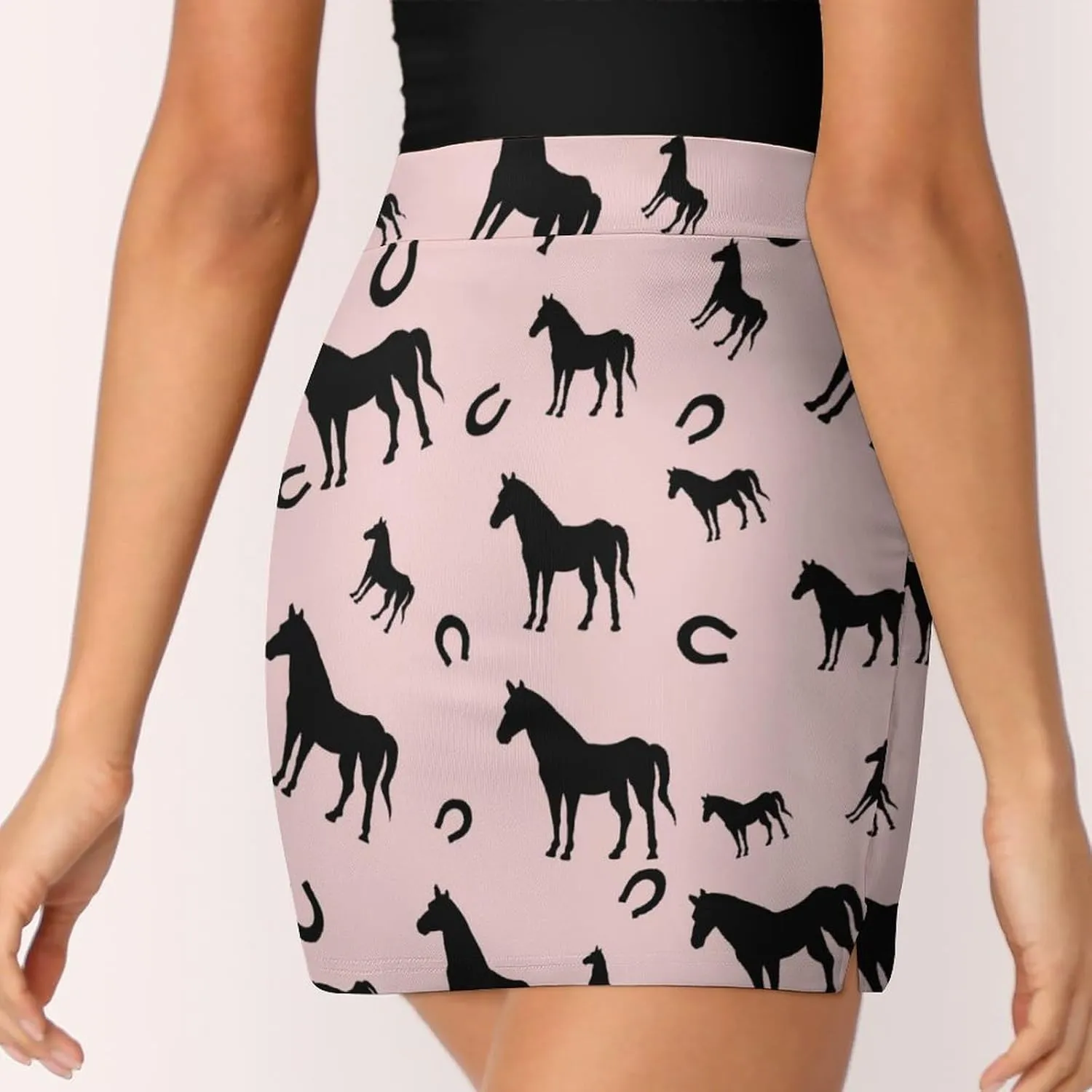 Horse and Horseshoe Animals Women's Mini Tennis Skirt with Shorts Underneath Athletic Workout Cute Skorts