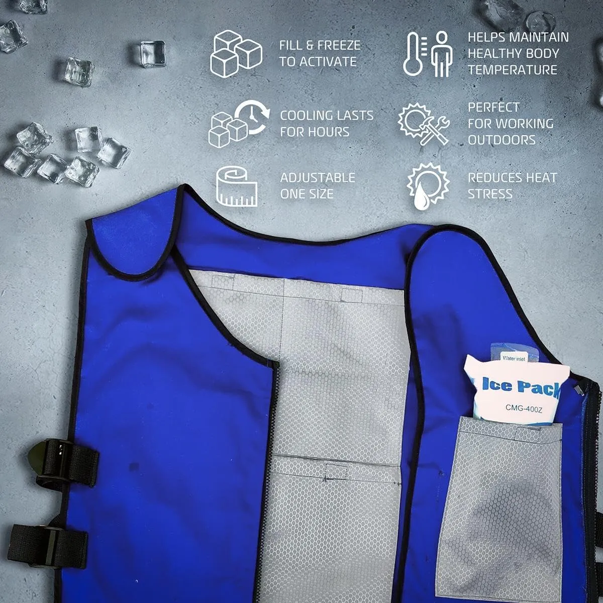 Ice Vest for Men and Women Adjustable Cooling Vest with Ice Packs