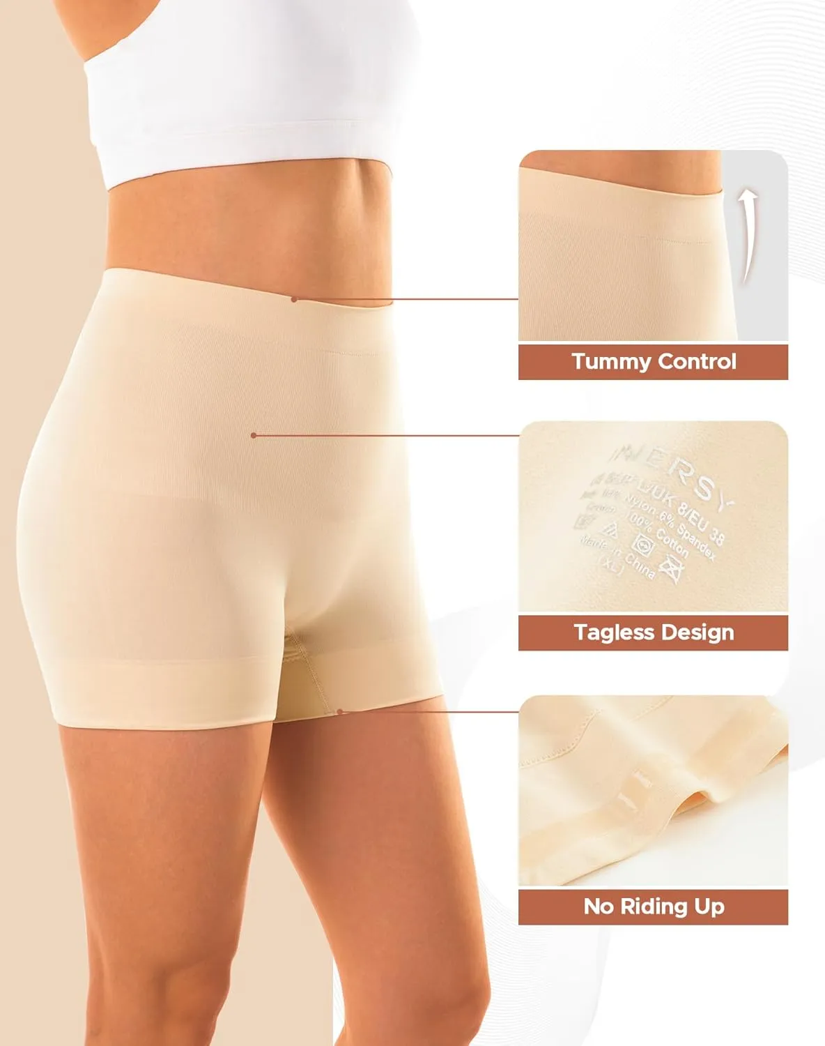 INNERSY Women's Shapewear Shorts Tummy Control Boyshorts Slip Shorts Shaping Underwear 3-Pack