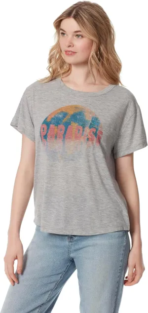 Jessica Simpson Women's Harlow Crew Neck Single Chest Pocket Tee Shirt Standard