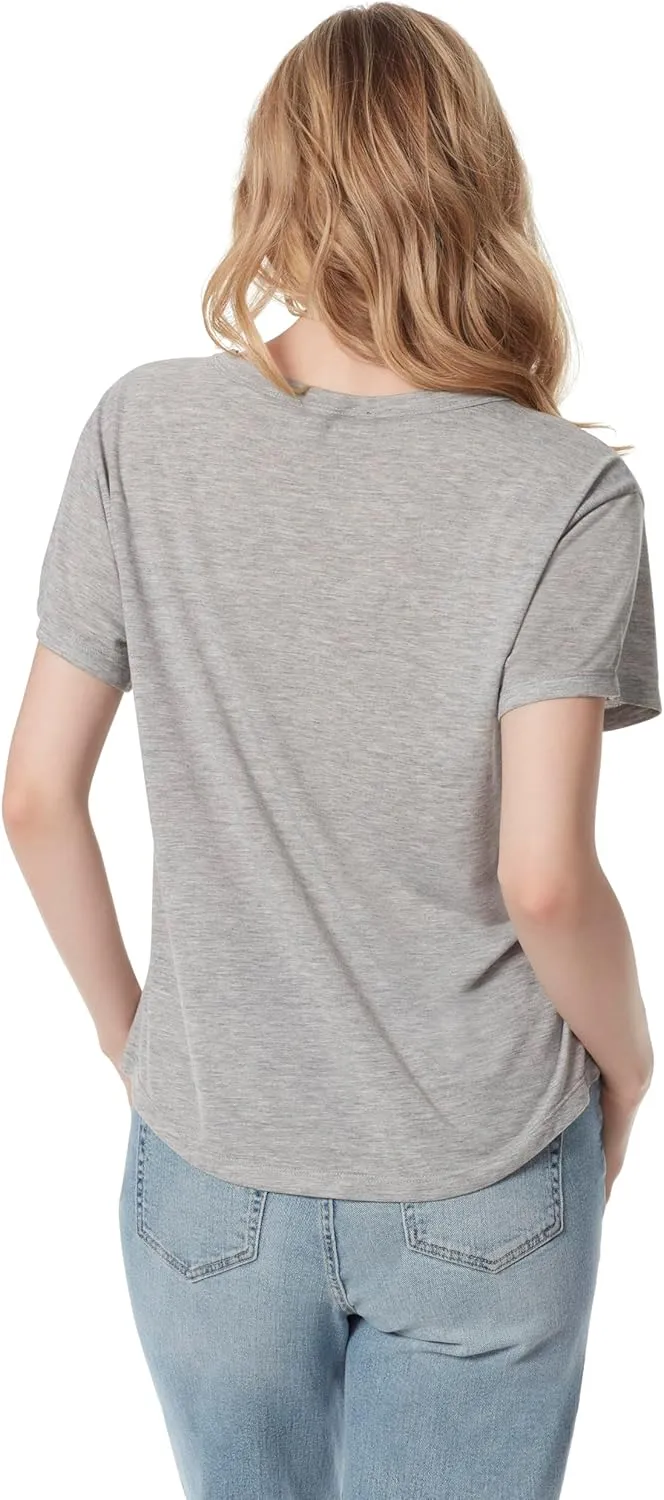 Jessica Simpson Women's Harlow Crew Neck Single Chest Pocket Tee Shirt Standard