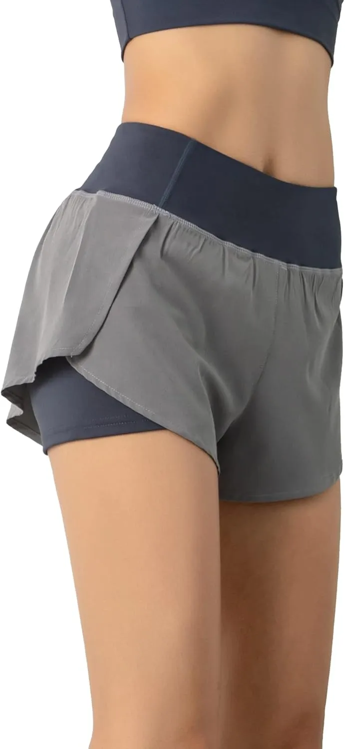 JOINFUN Womens Running Shorts Elastic High Waist Quick Dry Gym Athletic Workout Yoga Shorts