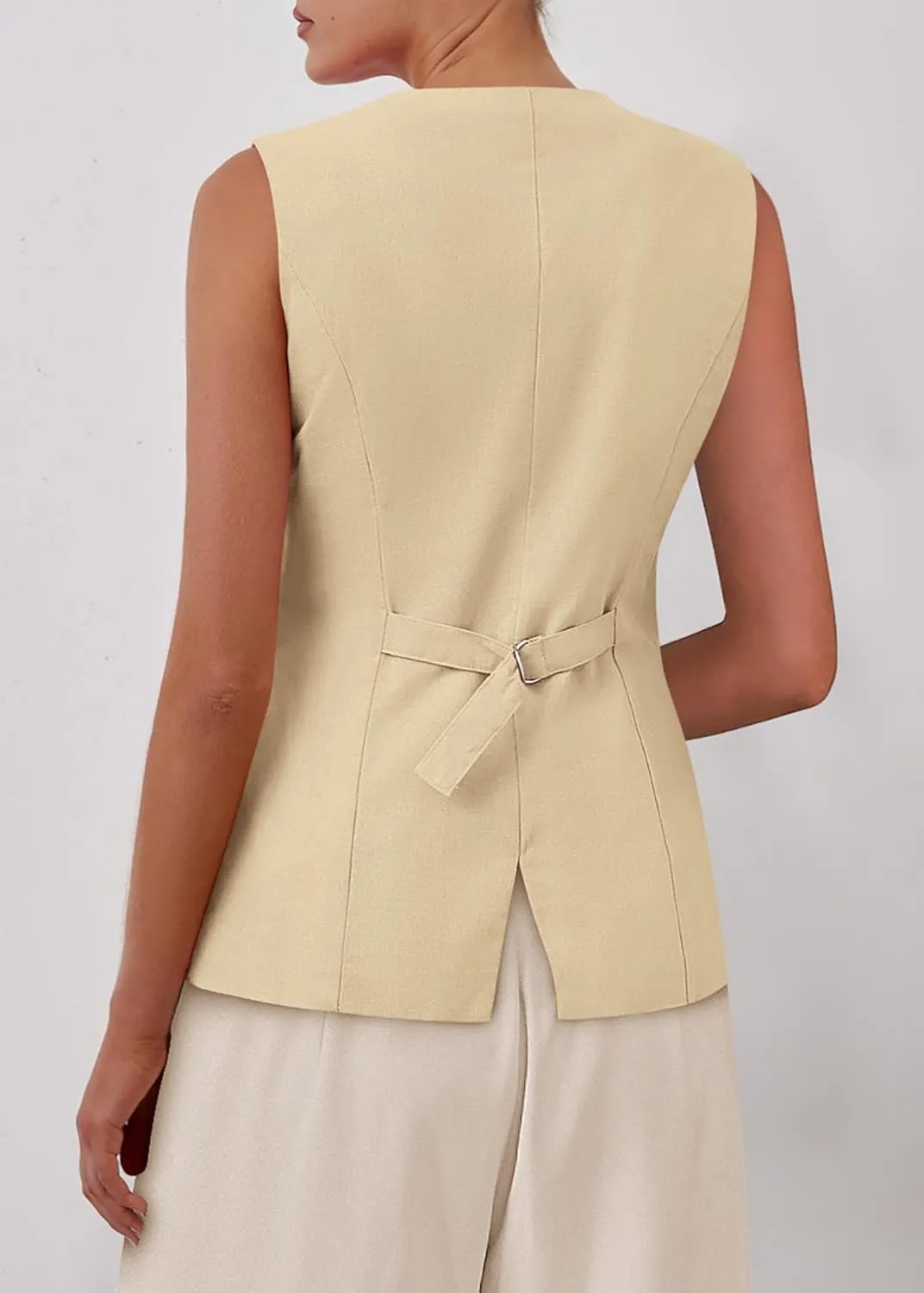 KIRUNDO Blazer Vest for Women Trendy 2025 Dressy Business Casual Summer Button Down Sleeveless Work Suit Waistcoat Tops