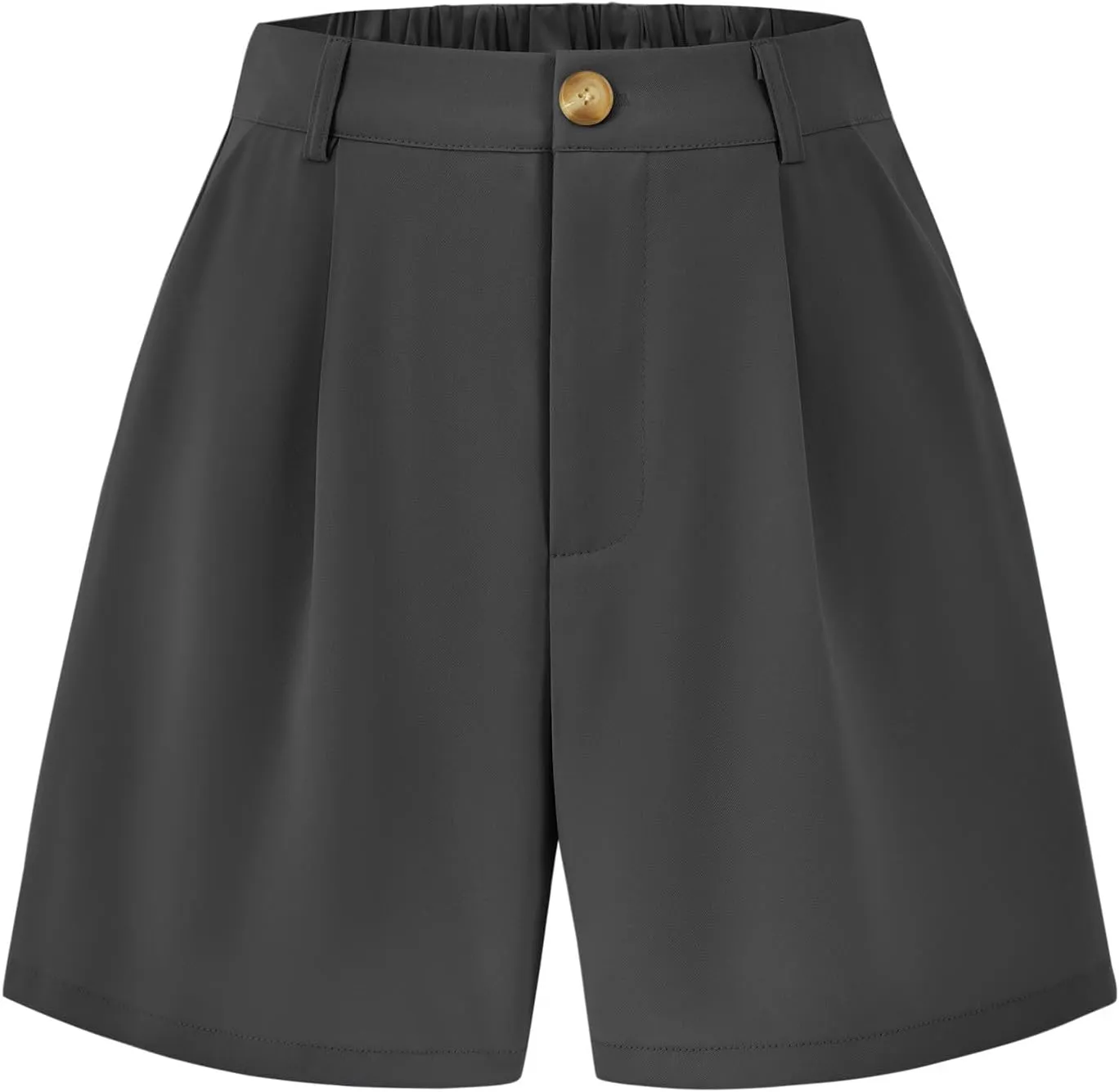 KIRUNDO Shorts for Women Dressy Casual Summer Elastic Waist in The Back Pleated Wide Leg Tailored Work Trouser Shorts