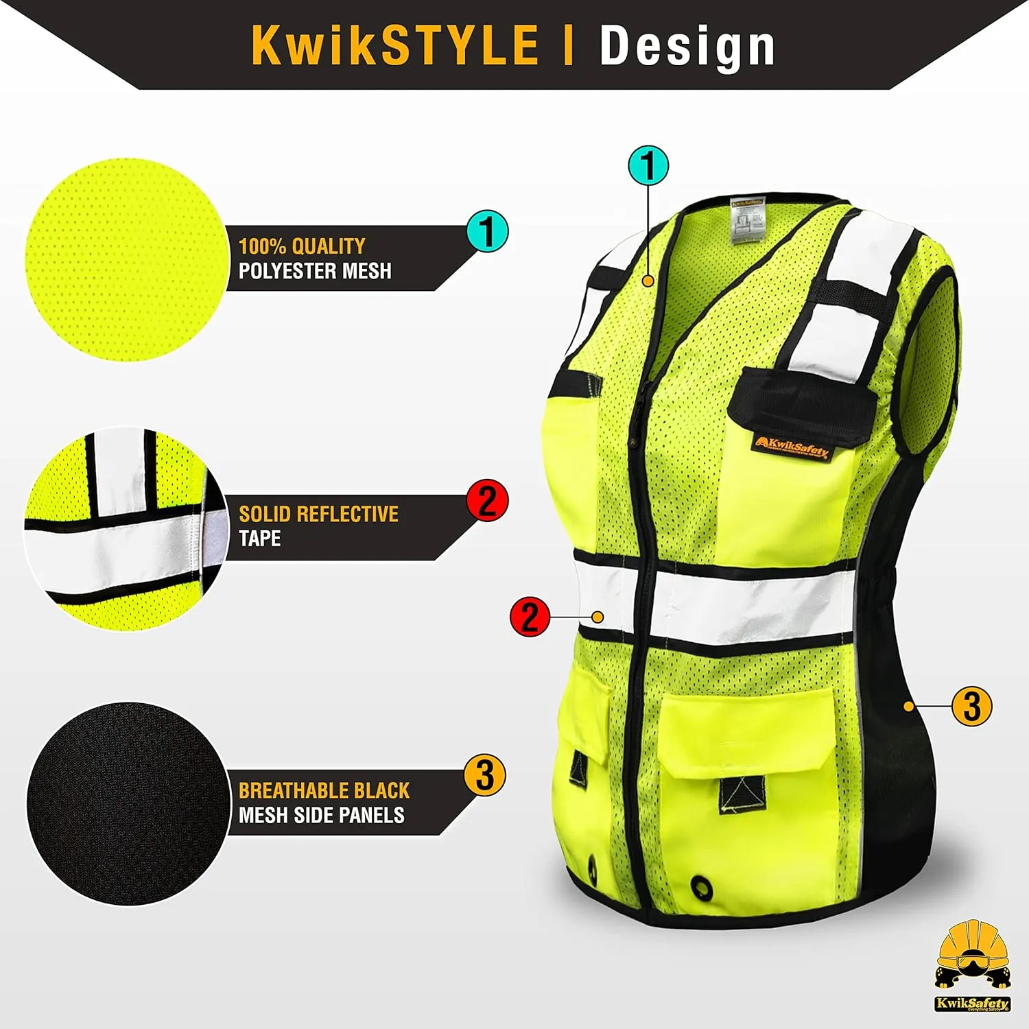 KwikSafety - Charlotte, NC - RoadBOSS Economy & Premium Safety Vest for Women [SNUG-FIT] Class 2 ANSI Tested OSHA