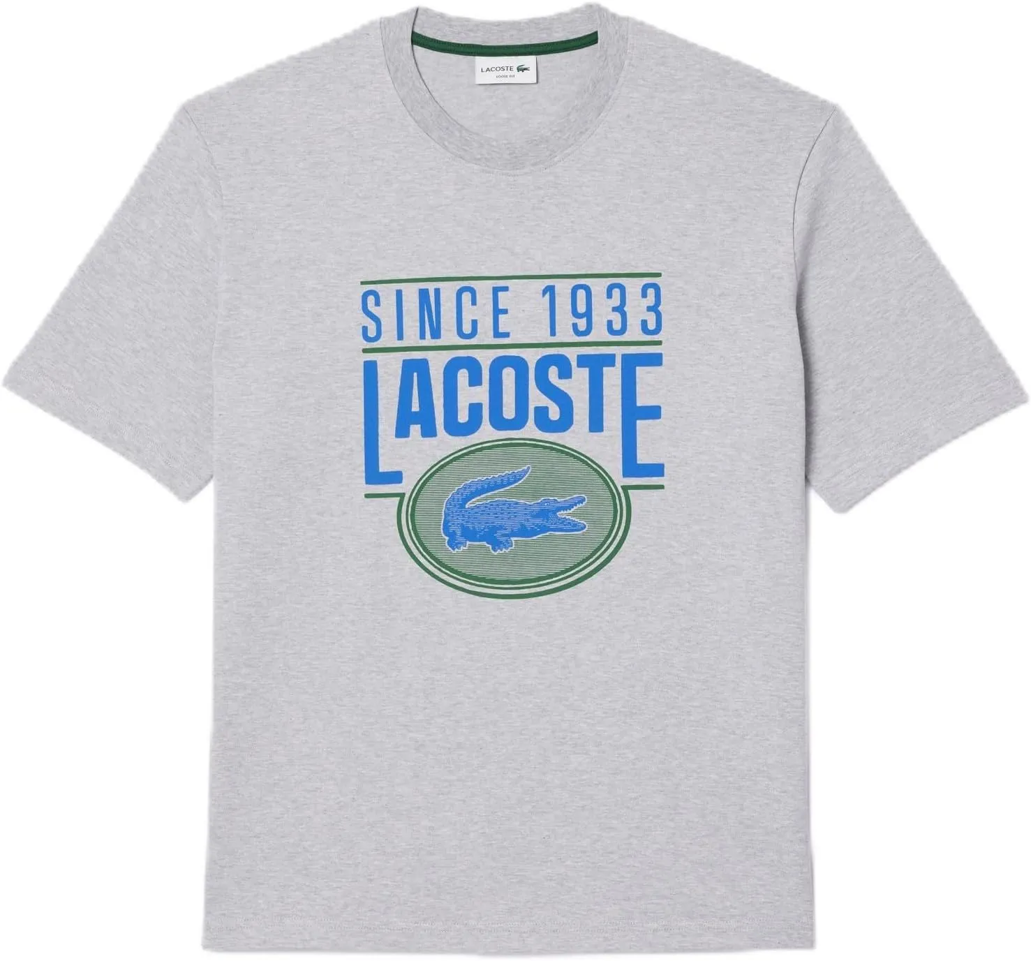 Lacoste Men's Short Sleeve Loose Fit Front Large Croc Graphic Tee Shirt