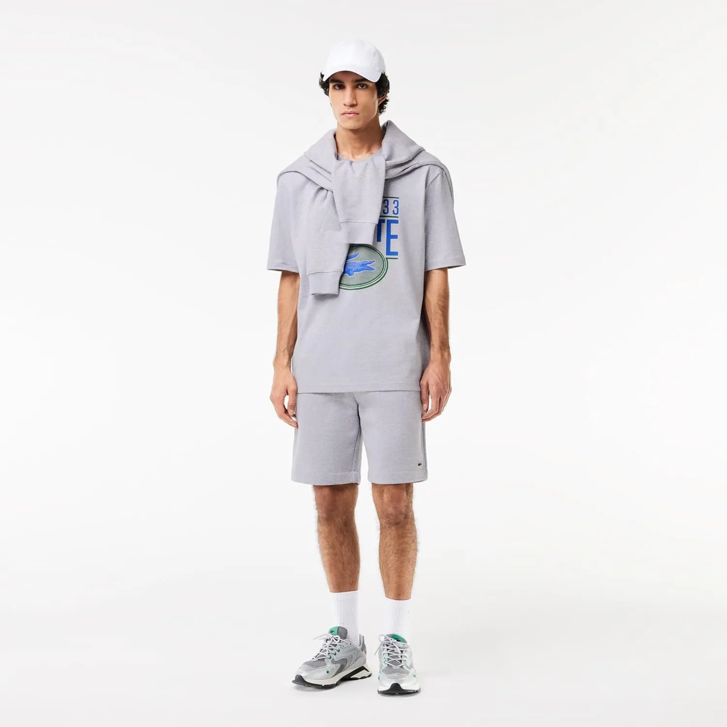 Lacoste Men's Short Sleeve Loose Fit Front Large Croc Graphic Tee Shirt