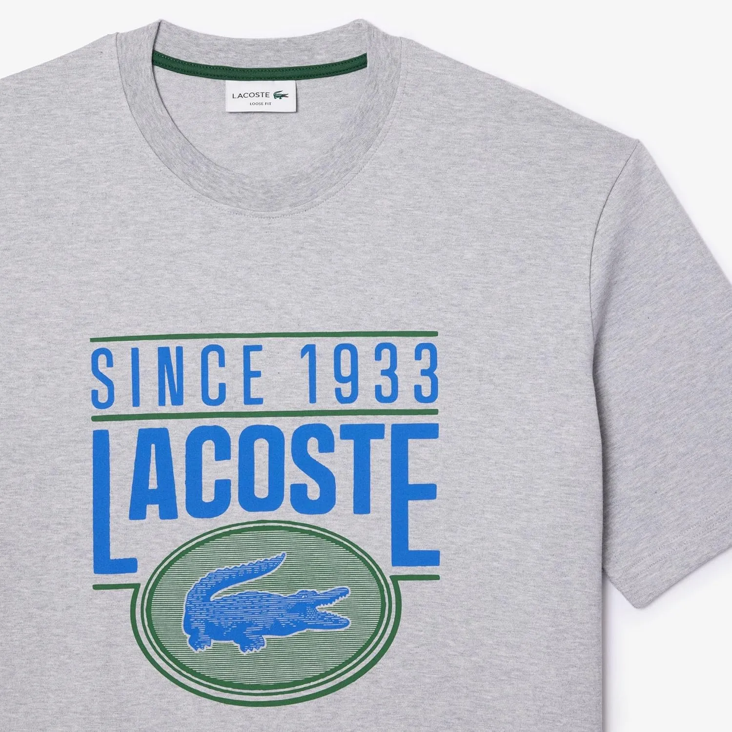 Lacoste Men's Short Sleeve Loose Fit Front Large Croc Graphic Tee Shirt