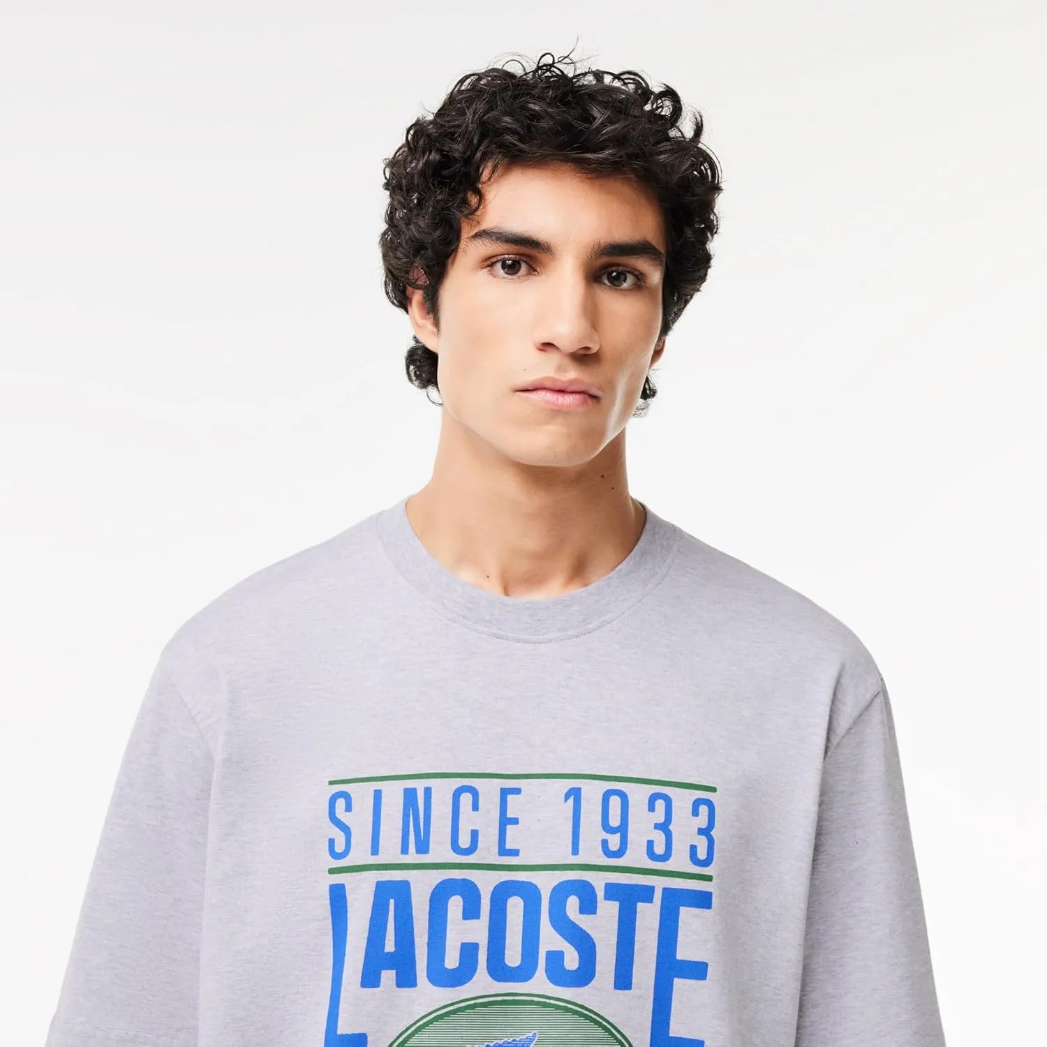 Lacoste Men's Short Sleeve Loose Fit Front Large Croc Graphic Tee Shirt