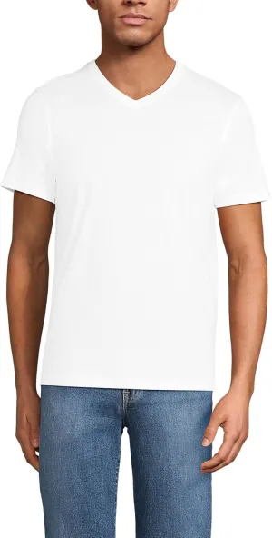 Lands' End Men's Short Sleeve American-Grown Supima Cotton V-Neck Tee