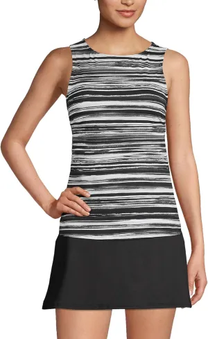 Lands' End Women's High Neck UPF 50 Modest Tankini Top Swimsuit