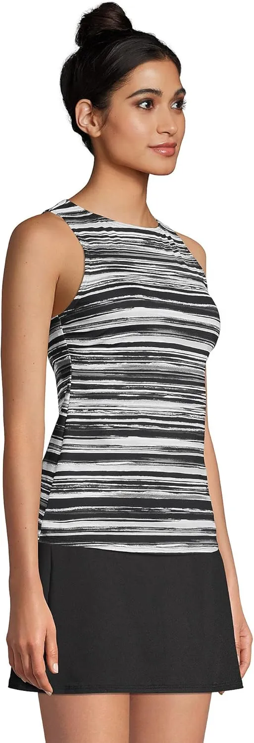 Lands' End Women's High Neck UPF 50 Modest Tankini Top Swimsuit