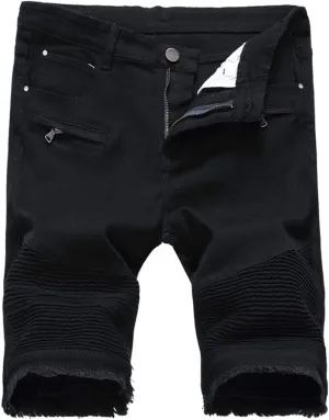 Lavnis Men's Casual Denim Shorts Classic Fit Ripped Distressed Summer Jeans Shorts