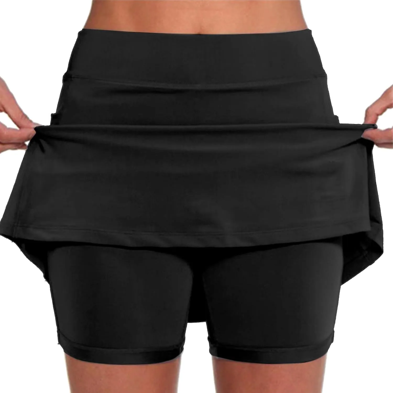LCMTWX Black Skirt for Women Solid Mid Waist Culottes Short Skirts Skinny Pants Skorts for Woman White Tennis Skirt Tennis