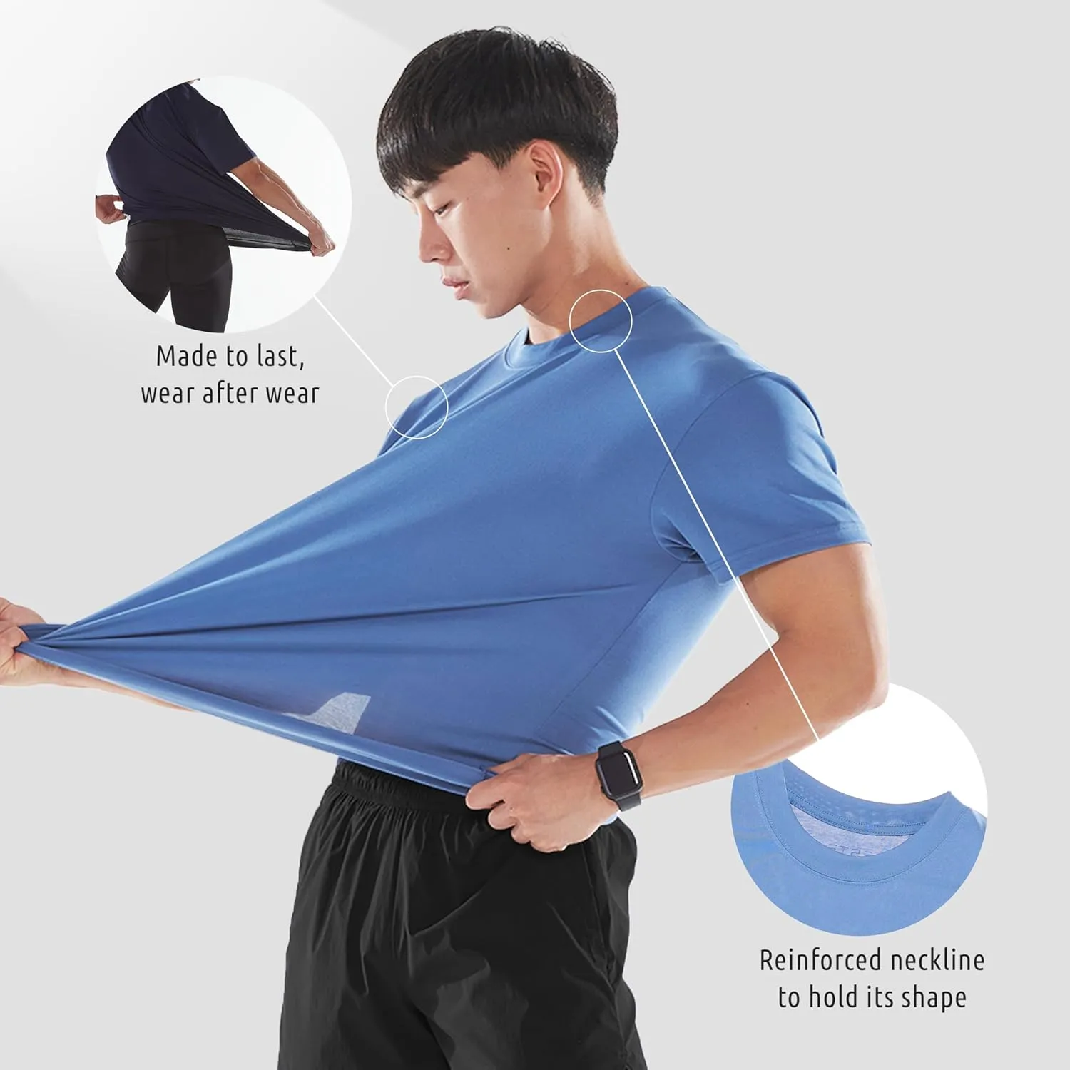 LESTE Upcycling Du-tee  Quick Dry Athletic Shirt, Short Sleeve Workout T-Shirt for Running, Hiking, Gym and Training