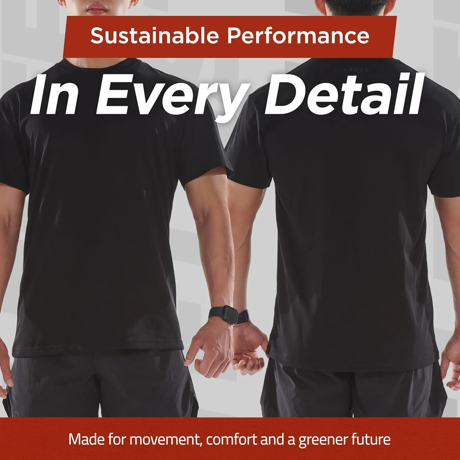 LESTE Upcycling Du-tee  Quick Dry Athletic Shirt, Short Sleeve Workout T-Shirt for Running, Hiking, Gym and Training
