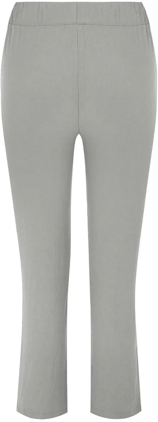 Linen Pants Women 2025 Straight Wide Leg Elastic Waisted Pants Casual Summer Lounge Beach Trousers with Pockets