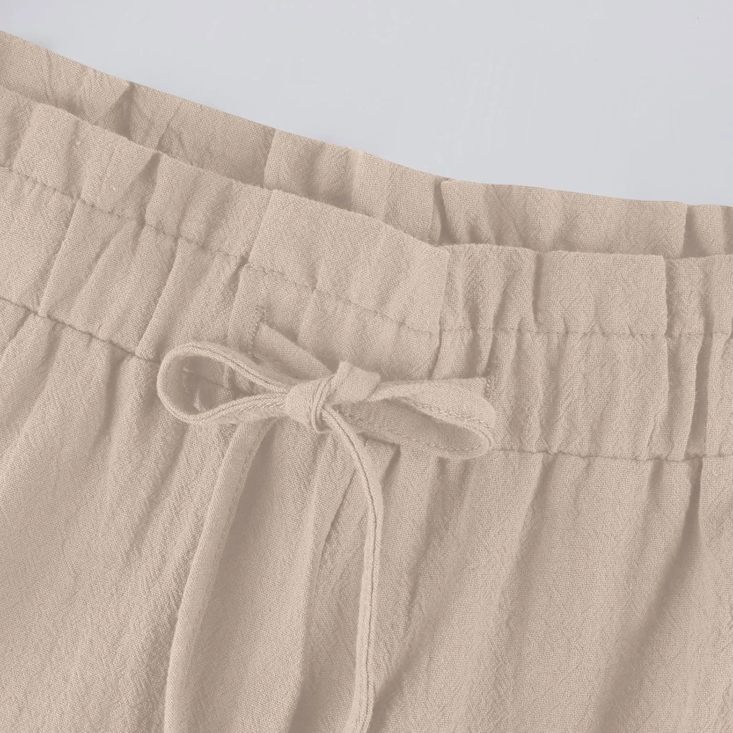 Linen Pants Women Casual Summer Wide Leg Flowy Capri Pant Plus Size Baggy High Waist Palazzo Beach Lounge Trousers