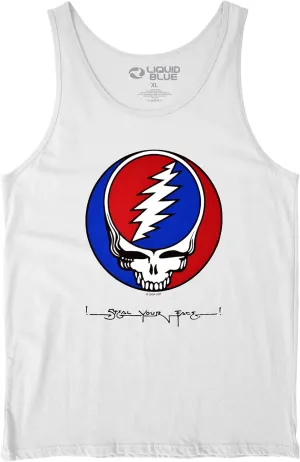 Liquid Blue Unisex-Adult Standard Grateful Dead SYF Steal Your Face White Tank Top