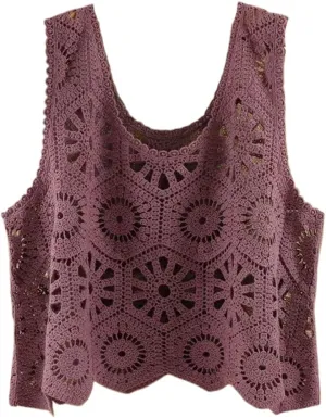 LIXINGHEITANG Sling Short Top Sleeveless Camis Camisole Woman Crocheted Female Knit Vest Ladies