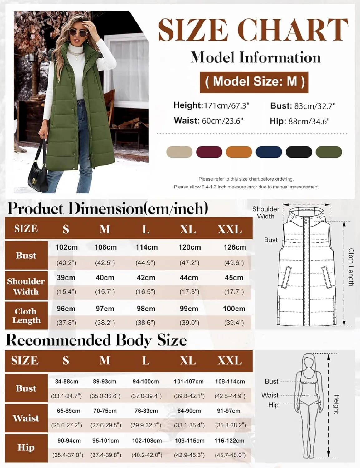 Long Puffer Vest Women With Hood Sleeveless Down Vest Warm Jacket Winter Coat With Pockets
