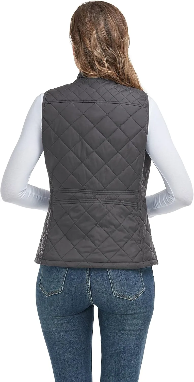 LONGKING 2025 Upgraded, Women's Outwear Vest With One Inner Pocket - Stand Collar Lightweight Zip Quilted Vest for Women