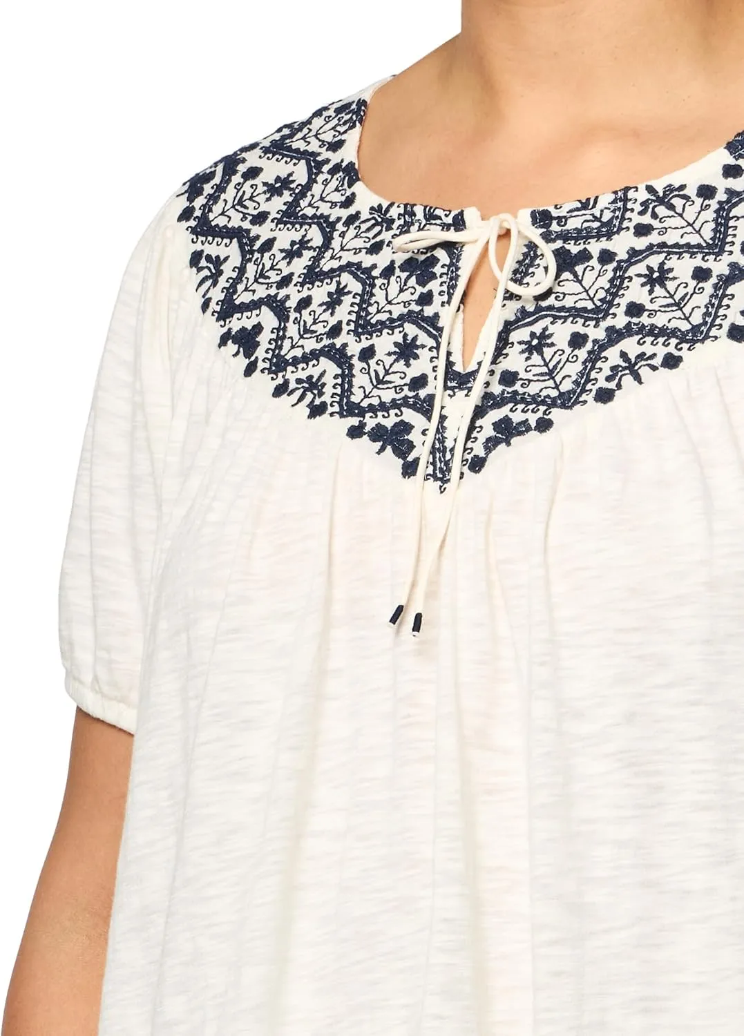 Lucky Brand Women's Embroidered Peasant Top