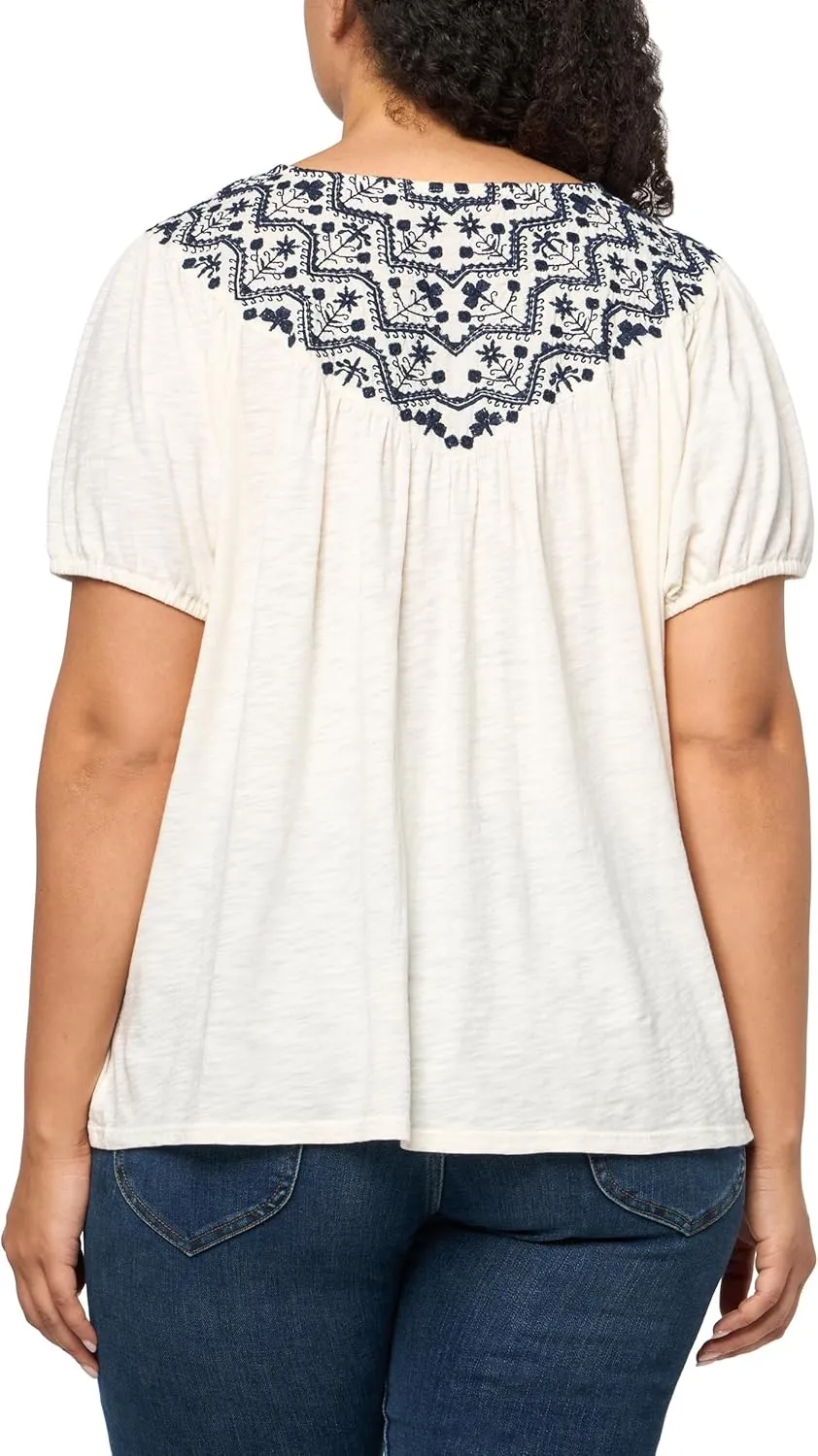Lucky Brand Women's Embroidered Peasant Top