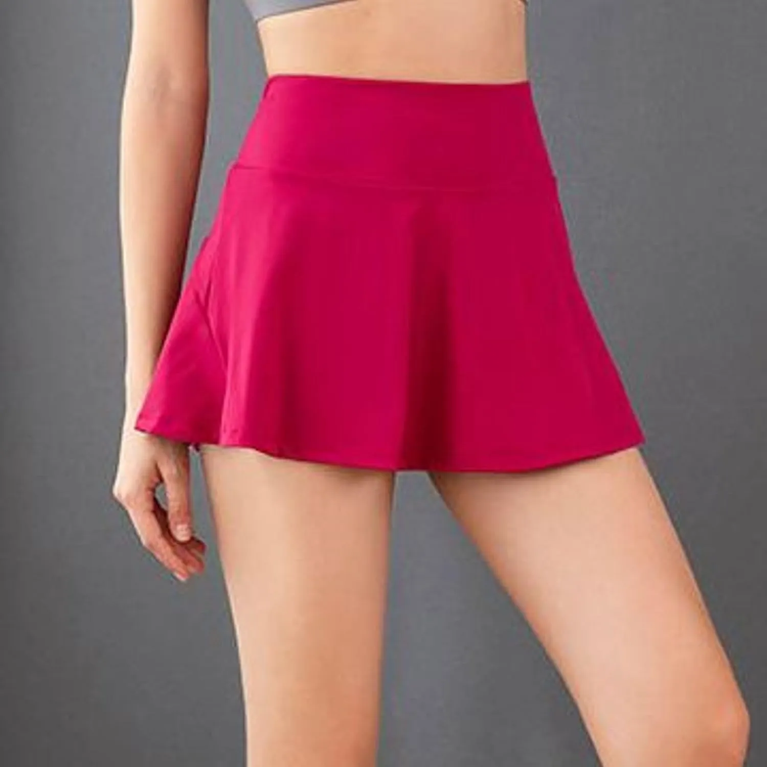Lu's Chic Women's Tennis Skort High Waisted Scooter Running Athletic Fashion Short Spandex Scooter Skirt