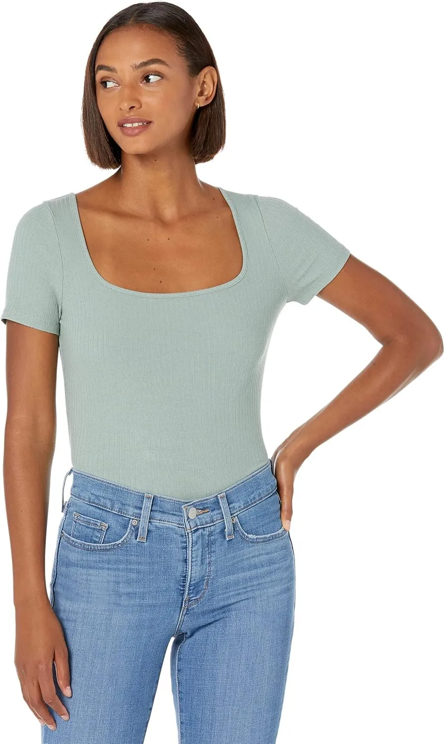 Madewell Ribbed Square-Neck Crop Top