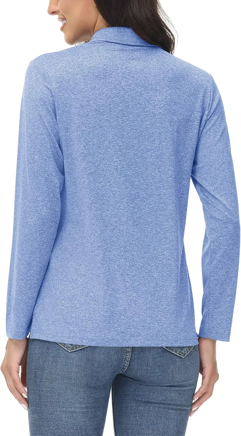 MAGCOMSEN Women's Golf Long Sleeve Polo Shirt UPF50  Sun Protection Workout Tops Quick Dry Tee