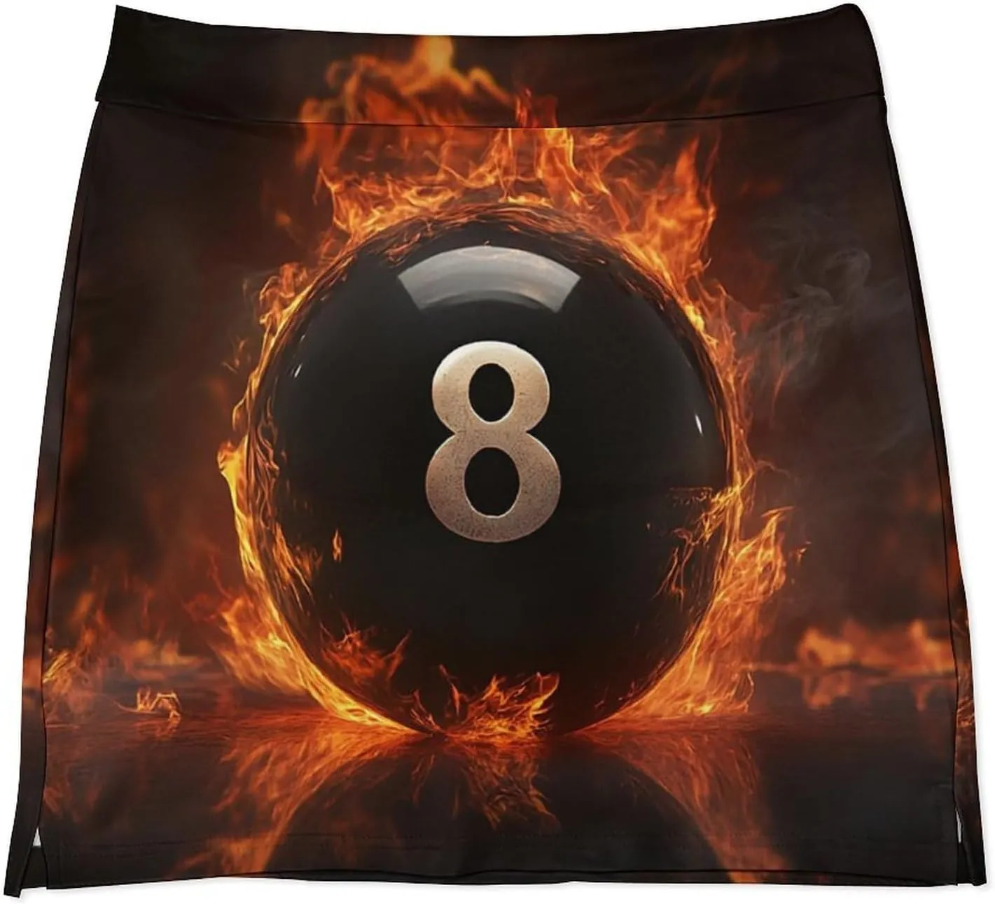 Magic 8 Ball Burning on Flames Women's Mini Tennis Skirt with Shorts Underneath Athletic Workout Cute Skorts
